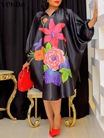 Robes de fête africaines grande taille pour femmes, robe d'été 2024, robe midi élégante à imprimé floral bohème, manches chauve-souris 3/4, décontractée
