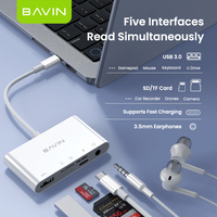 BAVIN Otg32 Otg39 5 in 1 5gbps Usb3.0 Tf Sd 3.5mm Tipe c Transport Usb c Male Otg Adapter Converter Usb c Otg