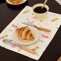 Set de table en tissu double face lavable 100 % coton à pois pastel et imprimé animaux mignons pour la vente en gros et la décoration intérieure
