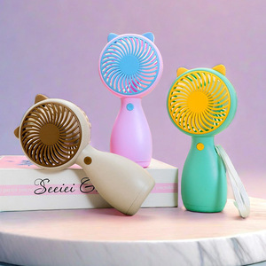 Ventilador portátil con orejas de gato, mini ventilador recargable por USB de 5W con correa para uso en exteriores - Product Image 1