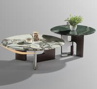 Table basse moderne minimaliste italienne avec plateau en verre noir, structure en acier inoxydable et meuble portable en bois massif pour la maison