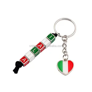 Souvenir Italy Dice Custom Metal Italian Beaded Keychain Letters Keyring