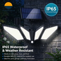 Lampe solaire murale pour villa et jardin, 4 têtes, télécommande, 3 en 1, panneau solaire détachable, 800LM, 222 LED, IP65, étanche