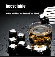 6 pièces en gros métal glaçons réutilisables pour boisson pierres de whisky glaçon de refroidissement avec pince cadeau d'anniversaire bière pierres de refroidissement