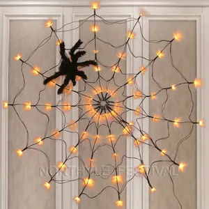 RTS USB Battery Box operated LED Spider net light Halloween decoration Spider Web Lamp for festival party hotel decoration