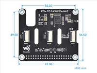 Placa Adaptadora PCIe FFC de 2 Canales Waveshare para Raspberry Pi 5 con Montaje Superficial, Permite Apilar Múltiples HATs PCIe
