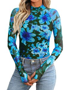 Camicetta Floreale da <span class=keywords><strong>Donna</strong></span> con Maniche Lunghe in Rete Intrecciata, Top Estivo Casual Traspirante e <span class=keywords><strong>Trasparente</strong></span>, Taglia XL - Product Image 3