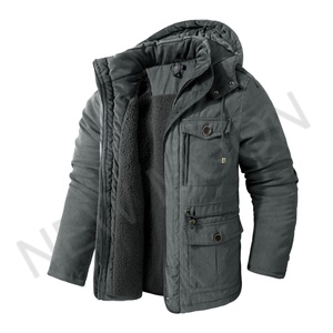 Custom Wholesale Cotton <b>Jacket</b> <b>Long</b> Sleeve Zipper Coated Casual Warm Coat Solid Color Thick Coat Men Hooded <b>Jacket</b> - Product Image 4