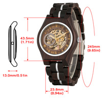 Montre mécanique Fenyi en bois et verre ajouré, design unique et de haute qualité, style rétro, pour homme - Vente en gros