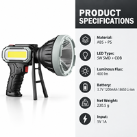 Lampe de travail LED Bright Bird 400lm 6000K lumière du jour rechargeable par USB batterie Li-ion 18650 IP44 extérieur jardin hôtel