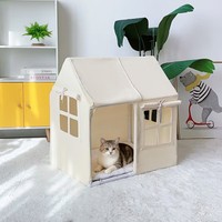 Tente pour animaux de compagnie en tissu avec structure en PVC pour chats et chiens, design coréen blanc pur, maison tendance