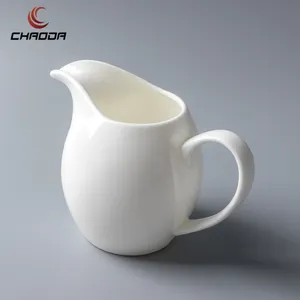 3.5 Inch Ceramic Milk Jug With Handle White Porcelain Milk Pot For Cafe Ceramic Sugar Bowl