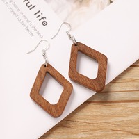 Boucles d'oreilles en bois géométriques ajourées en gros, bijoux fantaisie pour femmes
