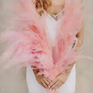 G23 Pink Pampas Perfect Wedding Home Decor Flor seca esponjosa grande Hierba de pampa seca natural Flores de hierba de pampa artificial - Product Image 5