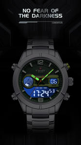 9232 người đàn ông của thép không gỉ không thấm nước thể thao thạch anh xem hiển thị kép đa Chronograph phong cách kinh doanh với hợp kim trường hợp - Product Image 3