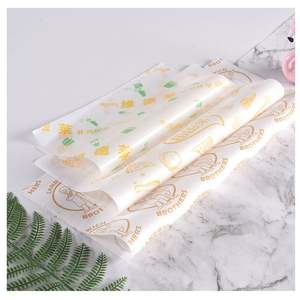 Papier ciré alimentaire imprimé avec logo, résistant à la graisse, format standard personnalisé, pour hamburgers, vente en gros - Product Image 3