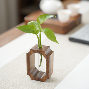 Premium Minimalist <strong>Wooden</strong> Vase Desktop Hydroponic Floral Arrangement Coffee Table Tea Ceremony Decor - Product Image 1