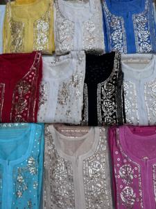 ชุดทูนิคผ้าไหมมุลชานเดรีแท้ ความยาวระดับเข่า สวยงาม พร้อมผ้าคลุมไหล่ งานปักมือแบบชิกันการี ตัดเย็บกึ่งสำเร็จรูป สีธรรมชาติ - Product Image 4