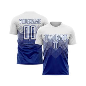 Camiseta de Fútbol Blanca y Azul de Manga Corta, Uniforme Deportivo Transpirable de Secado Rápido para Entrenamientos, Partidos y Equipos Atléticos - Product Image 1