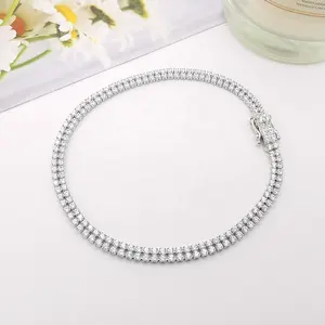 Bracelet délicat en or pur 9K pour femmes, bijou de mariage, en or 9k, brillant, Double rangée, tendance