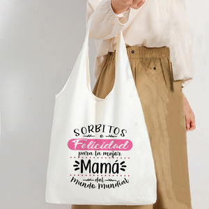 I Have A Best Mom in The World-Sac fourre-tout en toile avec motif imprimé, sac à bandoulière personnalisé <span class=keywords><strong>pour</strong></span> les mères de voyage, 1 pièce - Product Image 4