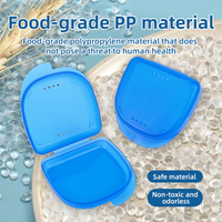 Boîte de rangement personnalisée pour protège-dents en PE bleu avec logo, étui pour appareil dentaire, support pour protège-dents