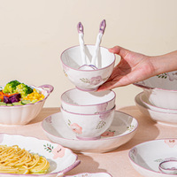 Service de vaisselle Xuanhui en céramique sous glaçure de style japonais avec baguettes, motif végétal sûr, pour nouilles et riz