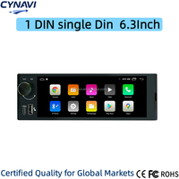 Universal Linux 1 DIN 6.3 Inch CarPlay Android Auto FM Kontrol Setir MP5 Layar Sentuh Autoradio