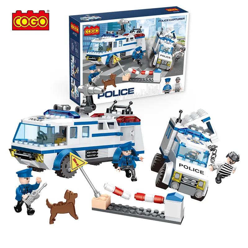 COGO 368 قطعة DIY التعليمية مدينة سلسلة سيارة شرطة مزيج الطوب بناء كتل تنوير لعب للأطفال