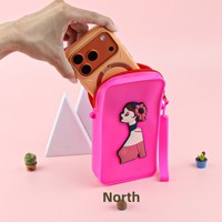 Pochette de téléphone OEM en silicone anti-stress, étanche, grande capacité, pour pièces de monnaie et rouges à lèvres, avec cordon réglable, étui de voyage extérieur
