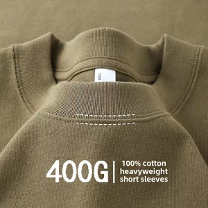 T-shirt Unisex a Maniche Corte in Puro Cotone Pesante 400g, Traspirante, Spessa, Non Trasparente, Versatile, Tinta Unita - Product Image 4