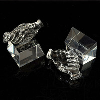 Trophée en cristal personnalisé 7x9cm, trophée en cristal transparent avec prise de main