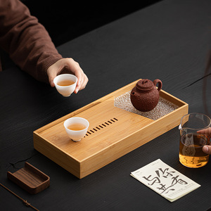 Bamboo <b>Tea</b> <b>Tray</b> Square Draining <b>Tray</b> For Kung Fu <b>Tea</b> Set Modern Minimalist Design Small <b>Tea</b> Sea Without Lid - Product Image 2
