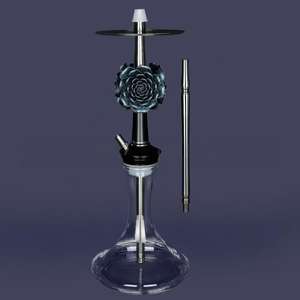 Cachimba Árabe de Lujo con Diseño Curvo, Acabado Espejo, Alta Calidad, de Acero Inoxidable con una Sola Manguera <span class=keywords><strong>y</strong></span> Patrón de Rosas - Product Image 5