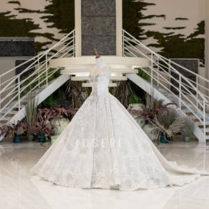 Vestido <span class=keywords><strong>de</strong></span> boda <span class=keywords><strong>de</strong></span> lujo con cuentas, estilo <span class=keywords><strong>de</strong></span> Oriente Medio, real, con tren - Product Image 2