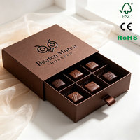 Boîte à tiroir coulissant en carton rigide premium avec revêtement UV pour emballage de truffes, coffrets cadeaux de chocolats assortis, boîte à tiroir avec grille