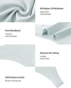 Custom logo Laser Cut T-back Ice <b>Silk</b> <b>Women</b> Satin Panties Nylon <b>Underwear</b> Bragas De Mujer Ropa Interior Tangas Seamless Thong - Product Image 5