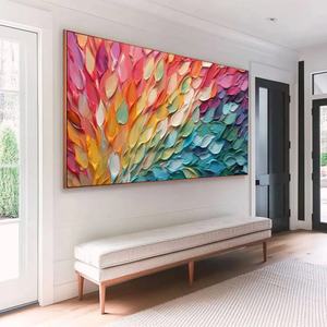 Peinture murale abstraite Bloom Colorburst, grande toile minimaliste faite à la main, œuvre d'art pour hôtel, décoration murale pour la maison, arts décoratifs - Product Image 2