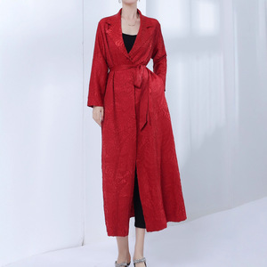 Abito Cardigan elegante da <span class=keywords><strong>donna</strong></span> nuovo autunno grande ricamo in rilievo <span class=keywords><strong>Trench</strong></span> pesante industria pesante Abaya capispalla - Product Image 3