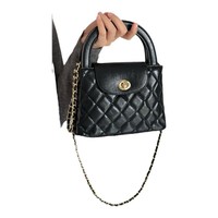 Sac seau carré à rabat brodé à motif chevrons, doublure en polyester, bandoulière chaîne, sac à main minimaliste d'inspiration coréenne