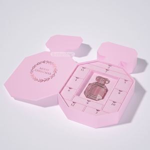 Boîte de calendrier de l'avent parfumée rose octogonale FX avec 12 tiroirs, fermeture magnétique, design de Noël imprimé UV - Product Image 3