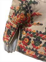 Robe Abaya en Polyester à Col en V avec Motif Floral Brodé, Robe Longue à Manches Longues pour Femmes Musulmanes du Moyen-Orient, Robe de Dubaï