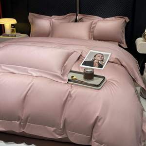 Ensemble de draps double en pur coton à haute densité de fils, couleur unie, respirant et doux, pour toutes les saisons, ensemble complet de 7 pièces pour la maison et l'<span class=keywords><strong>hôtel</strong></span> - Product Image 5