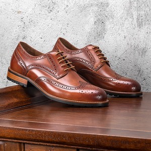 Vente directe usine – Chaussures habillées brogues montantes en cuir véritable à lacets pour homme, idéales pour l'automne/hiver, le bureau et la carrière - Product Image 1