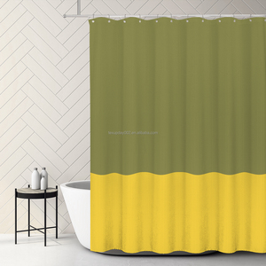 Ensemble <span class=keywords><strong>de</strong></span> rideaux <span class=keywords><strong>de</strong></span> salle <span class=keywords><strong>de</strong></span> bain personnalisés pour designers, en tissu jacquard gaufré robuste, dégradé vert <span class=keywords><strong>et</strong></span> <span class=keywords><strong>or</strong></span> - Product Image 4