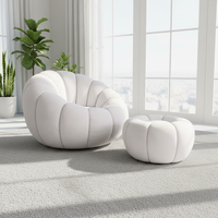 Canapé-lit crème style pouf pour petit appartement, salon, chambre à coucher, canapé paresseux multifonctionnel en sherpa, simple