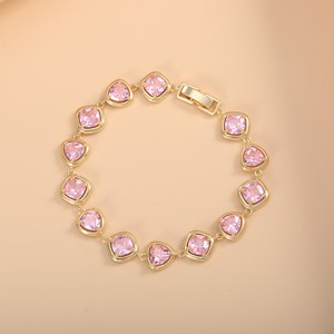 European Style <b>Rainbow</b> Zircon Inlaid <b>Bracelet</b> Gold Tone Bezel Setting Fashion Cuff Jewelry Gift Occasion - Product Image 3