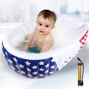 Inflatable Baby Bathtub Foldable Star Print Infant <b>Shower</b> Tub with <b>Hook</b> for Newborn Toddler - Product Image 1