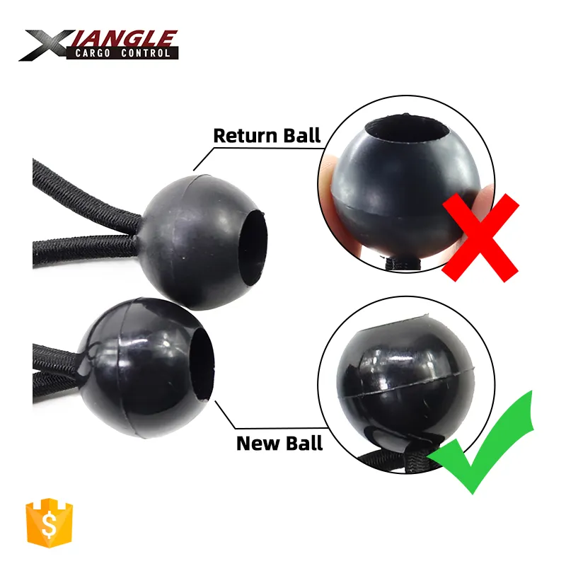 Heavy Duty 4mm 5mm Outdoor Tarp Tie Down Bungee Balls Adjustable Black Bungee Cord with Ball for Camping