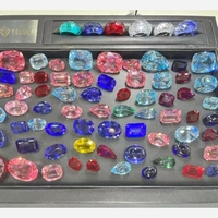 Collection de saphirs créés en laboratoire en forme personnalisée, pierres précieuses synthétiques en vrac pour la fabrication de bijoux